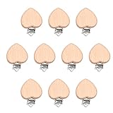 [木綿細工] ウッドクリップ 10個 ハート留め具 アクセサリーパーツ DIY 手芸用品 紛失防止