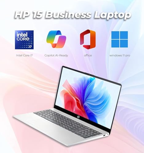 Image of HP Laptop 15, 15.6 inch FHD Display, Gen 12 Intel Core i7, 16GB RAM 512GB SSD PCIe, Windows 11 Pro, WiFi 6, HD Audio, Anti-Glare Coating, HD Camera, Up to 9 Hours Battery Life, w /WOWPC USB