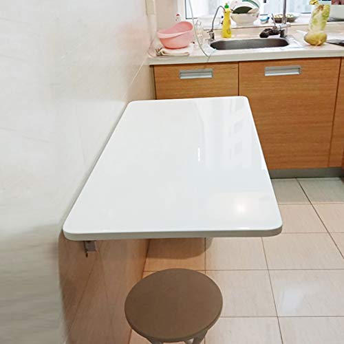 Genérico Mesa Plegable de Pared con Hojas abatibles, Escritorio para computadora, Cocina y Comedor con Soportes, Color Blanco, 18 tamaños