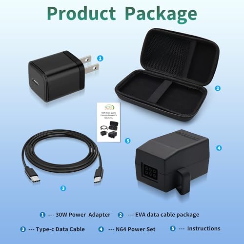 Image of N64 Console Power Supply Combination Kit - Stable Direct Charging, Better Performance, Convenient Storage - Compatible with Original N64 Console