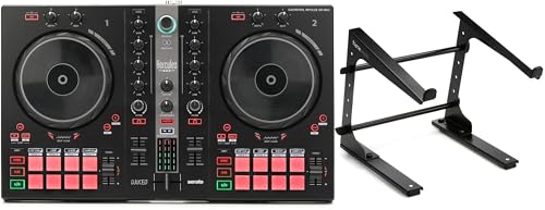 Hercules DJControl Inpulse 300 MK2 2-Channel DJ Controller with Laptop Stand for Beginners and Pros - Portable USB MIDI Controller for Mixing and Scratching - Compatible with DJ Software
