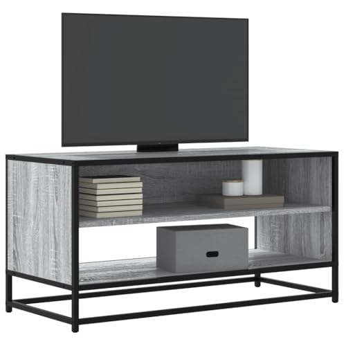 Holamys Armario para TV Sonoma, 91 x 40 x 46 cm, madera y metal, armario bajo industrial para salón, soporte estable para TV con espacio de almacenamiento