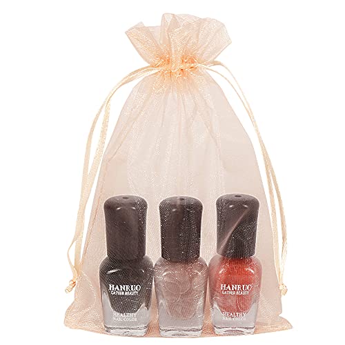 Image of HRX Package 100pcs Blush Peach Organza Bags, 4 x 6 inch Mesh Jewelry Drawstring Bag Small Gift Pouches for Wedding Candy Party Favor