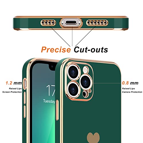 Teageo for iPhone 13 Pro Max Case Cute Heart Pattern for Women Girls Slim Luxury Bling Plating Soft TPU Anti-Scratch Shockproof Bumper Phone Case for iPhone 13 Pro Max - Image 3