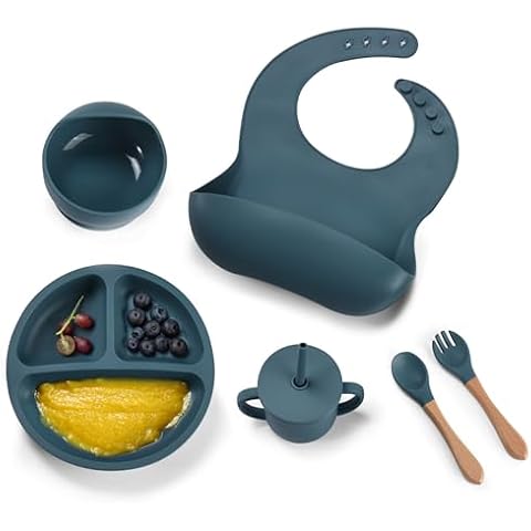 Childlike Behavior Elephant Plate Set and Feeding Tools Cover