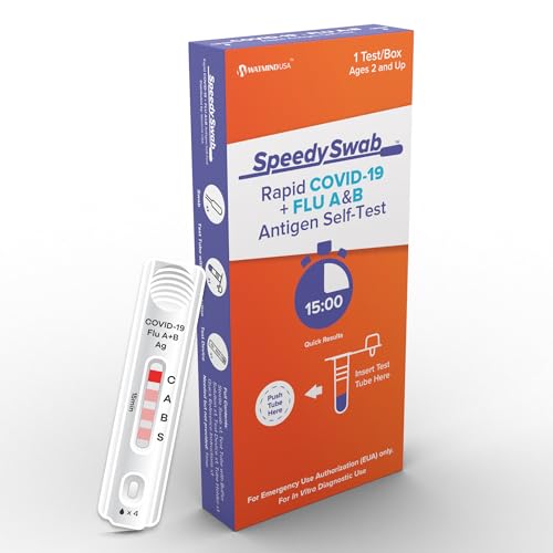 SpeedySwab COVID-19 & Flu A/B Antigen Test (1 Pack, 1 Test), 15-Minute Results, FDA EUA Authorized, At-Home COVID Flu Test Kit, Easy Nasal Swab, Ages 2+, Travel-Friendly, Reliable Dual Detection