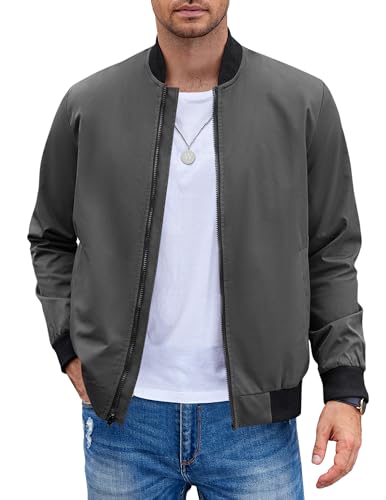 Image of COOFANDY Men Bomber Jacket Lightweight Windbreaker Jackets Casual Softshell Flight Fashion Winter Fall Coat with Pocket