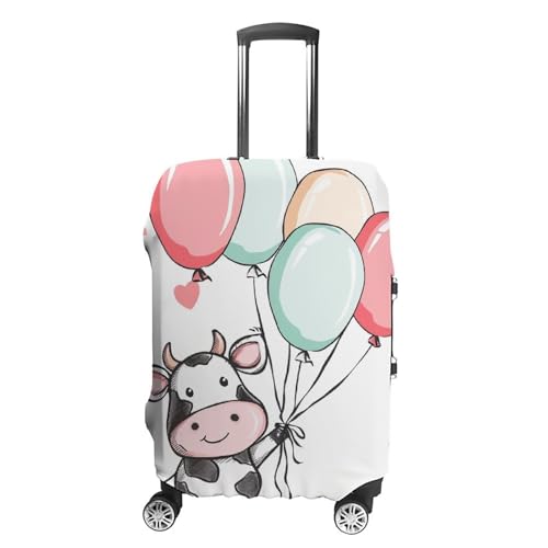 Elastic Luggage Cover Protector Balloon And Cow Washable Suitcase Sleeve Durable Travel Suitcase Case Cover with Zipper Openings Fits 19-32 Inch Luggage (M)