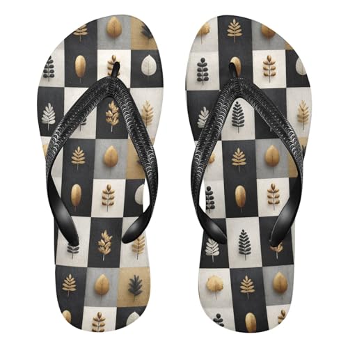 Flip Flop Sandals Luxurious Leaf Pattern Print for Women Men Beach Outdoor XS