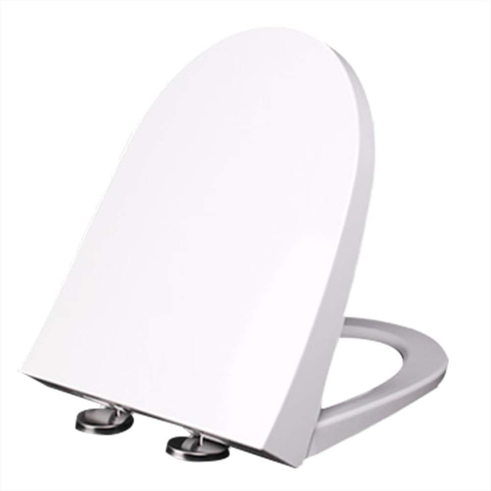 Mrku White Soft Close Toilet Seat,Urea-Formaldehyde Material,Oval Loo Seat, Top Fixing With Adjustable Hinges,Universal V-Shape