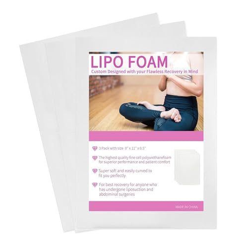 Tabla de Compresión Abdominal Lipo Board 8x11x0.5 inches Extra Grueso Super Suave Tabla de Espuma para Liposucción Cirugía, 3 Paquetes