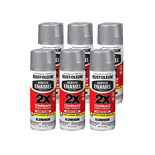 Image of Rust-Oleum 314030-6PK Acrylic Enamel 2X Spray Paint, 11 oz, Aluminum, (Pack of 6)