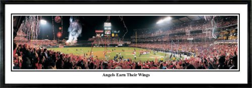 MLB Anaheim Angels Edison Field 2002 World Series Stadium, "Angels Earn their Wings" Panoramic Print Standard Frame