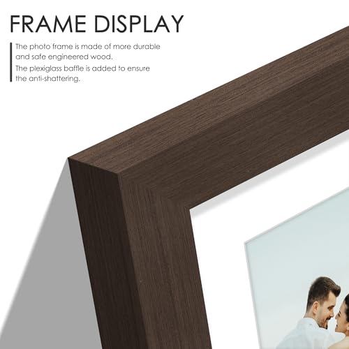 Image of DUENPY 14x26 Collage Picture Frame 4x6 Collage Picture Frame Displays Twelve 4x6 inch Photos Available Horizontal Wall Mounting Display and Vertical Walnut