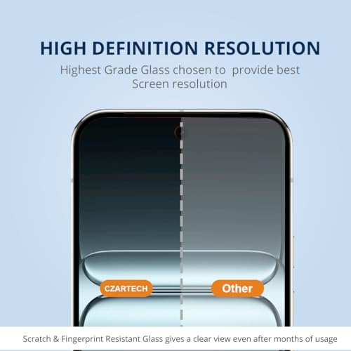 Image of Czartech Tempered Glass For OnePlus 15R Screen Protector | 9H Hardness | Full Coverage Black Border | Edge to Edge | Anti Scratch | Bubble Free | Case Friendly | HD Clear,Pack Of 2
