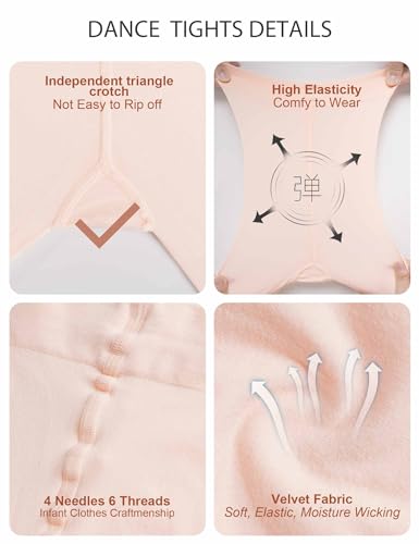 Image of Daydance Toddler Girls Women Soft Ballet Convertible Tights for Dance, Gymnastics, Under Dress, 60D, 2-15 Years, Women Size