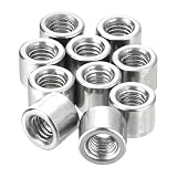 QUARKZMAN 10 Stück Runde Schweißmuttern, M6x10x8mm Lange Schweißmutter Weibliches Gewinde - 304 Edelstahl Runde Verbindungsmuttern Hülse Stange Stab Bolzen, Silber