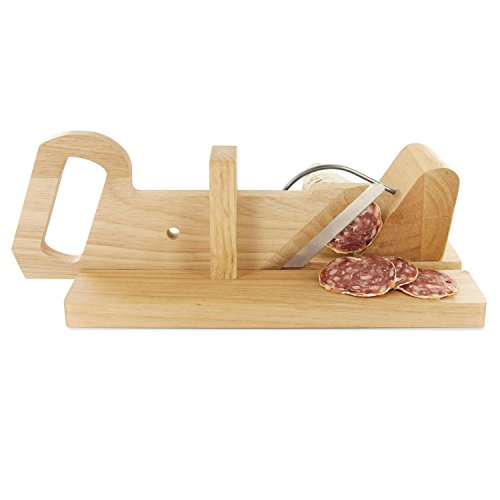 Guillotine à saucisson et charcuterie en bois avec lame en inox et goupille de sécurité – L’indispensable pour vos apéritifs et buffets dînatoires.