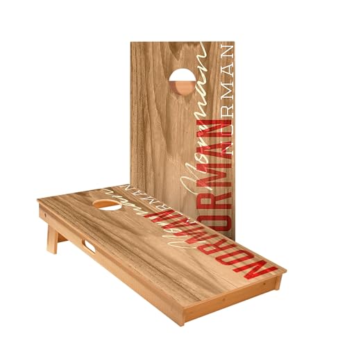 Skip's Garage Norman Gameday Cornhole Boards - Includes (2) Boards (Resin Bags) + (1) Black Carrying Case