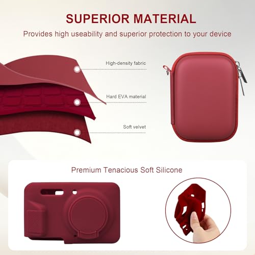 Funda rígida y silicona para Kodak PIXPRO FZ55 roja miniatura 7