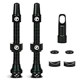 Thinvik チューブレスバルブ 仏式 チューブレス対応 48mm 65mm 85mm 超軽量 アルミ合金 耐久防錆 2本セット（キャップ＋バルブコアリムーバーツール付属） 多彩なカラーとサイズバリエーション (85ｍｍ ブラック)