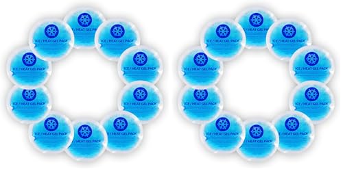 Image of EverOne Round Reusable Gel Ice Pack with Cloth Backing for Hot & Cold Therapeutic Use, First Aid, Injuries, Breastfeeding, 10 Count (Pack of 2)