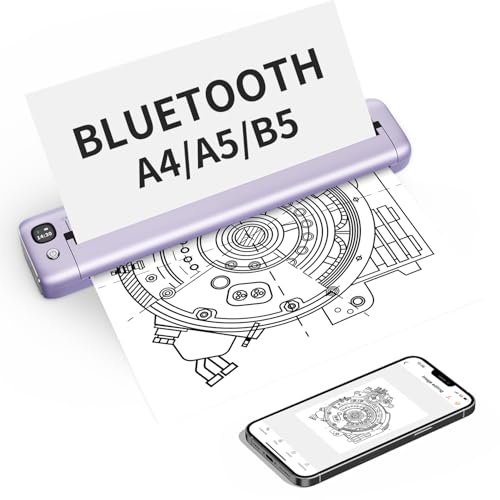 Rongta Portable Printers Wireless for Travel, WiFi & Bluetooth Mobile Printer, Thermal Inkless Printer for School/Office/Home Use, Compatible with Android,iOS & Laptop (Purple)