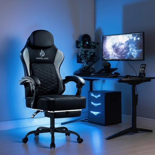 Gaming Chair with Pocket Spring Cushion, Video Game Computer Chair with Footrest for Adults, High Back Gamer Leather Chair with Headrest and Lumbar Support for Office Gaming 300LBS - Image 3