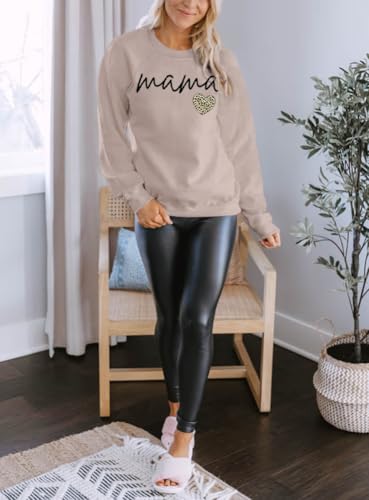 Image of Dressmine Womens Long Sleeve Mama Sweatshirts Fall Crew Neck Mom Shirts Cute Graphic Tees Pullover Hoodies
