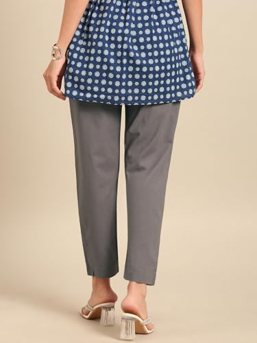 Image of TWIN BIRDS Women Cotton Straight Fit Pants | Ethnic Casual Daily Trousers