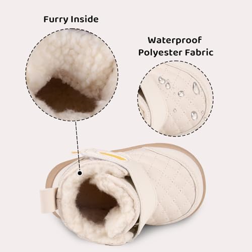 Charrost Baby Toddler Boy Girl Snow Winter boots Size 5 Toddler Ankle boots 12-18Months Waterproof&Water-resistant Warm Wide Barefoot Girls Boys Infant Black Winter shoes4