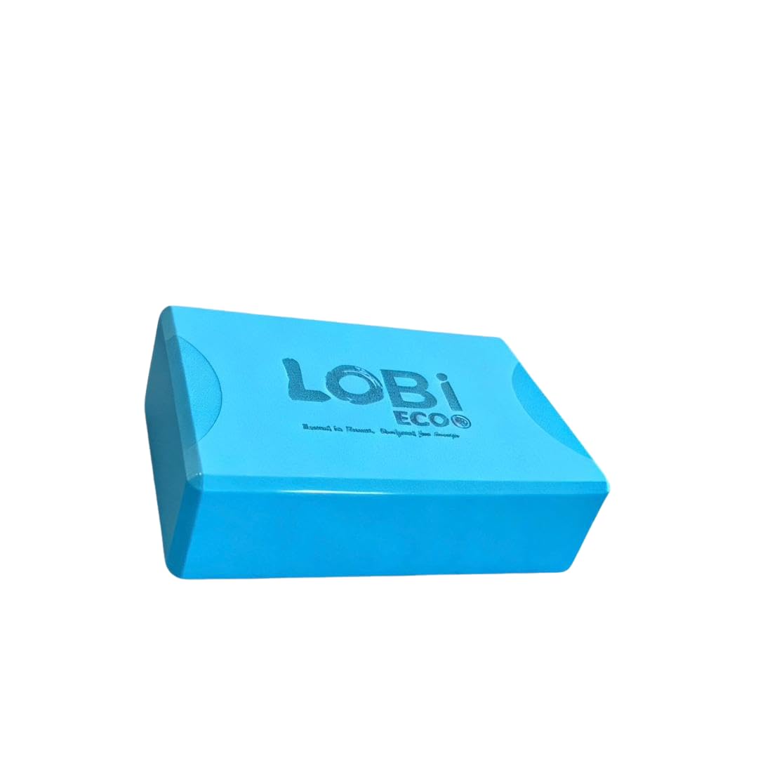 Lobi Eco EVA Yoga Block (Blue) – Bio-Based Non-Slip Foam Brick for Yoga, Pilates & Stretching, Lightweight, Durable, Eco-Friendly