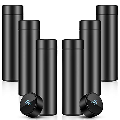 6 Pieces Coffee Bottle With Led Temperature Display Water Bottle Double Walled Smart Water Bottles Tea Infuser Bottle Stainless Steel Thermal Cup Travel Mug Keeps Water Cold And Warm (Black) #TOP29