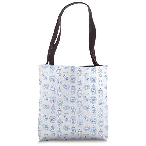 Ginger Jars Preppy Blue And White Chinoiserie Tote Bag Cover
