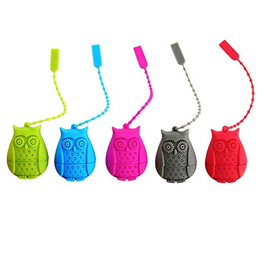 Owl Design Silicone Creative Tea Bag Reusable Tea Infuser Strainer Set Unique Cute Tea Set of 6PCS with Varying Bright Colors Best Gift in Kitchen of Home Or Offices ?-