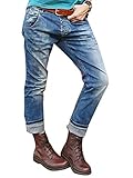 Onsoyours Damen Jeans Boyfriend Knopfleiste Skinny Jeans Damen High Waist Röhrenjeans Bleistifthose Bleistift Hose Blau XXL