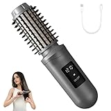 SL Euthtion Cordless Hair Curling Iron Brush Rechargeable Battery-Powered, 3-in-1 Portable Hot Straightener Curling Comb 3 Temperature Settings with LCD Display