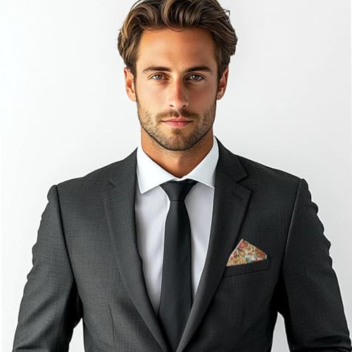 Image of Floral Pocket Squares for Men with Holder Printed Flower Mens Handkerchief Cotton Suit Pocket Hanky for Wedding