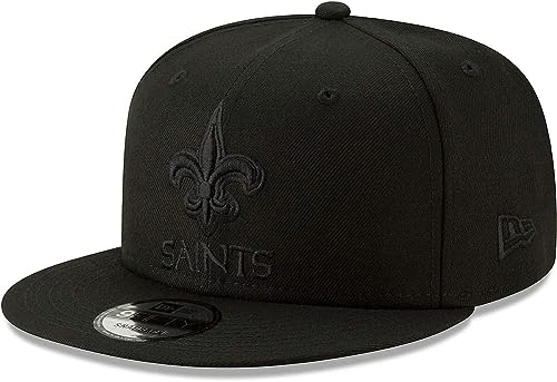 New Era NFL 9FIFTY Black On Black Adjustable Snapback Hat Cap One Size Fits All (New Orleans Saints)