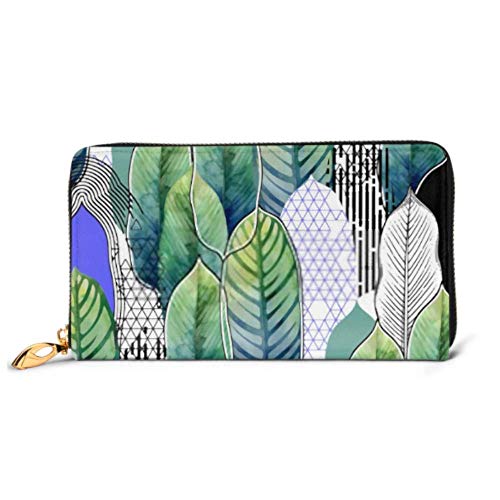 Preisvergleich Produktbild JHGFG Mode Handtasche Reißverschluss Brieftasche Vektor Nahtloses Muster Exotische Heliconia Blätter Telefon Kupplung Geldbörse Abendkupplung Blockieren Leder Brieftasche Multi Card