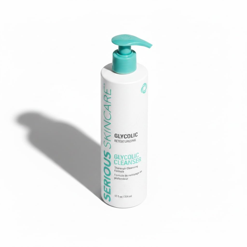 Serious Skincare Glycolic Cleanser, Pore Purifying Face Wash 12 Oz & 4 Oz