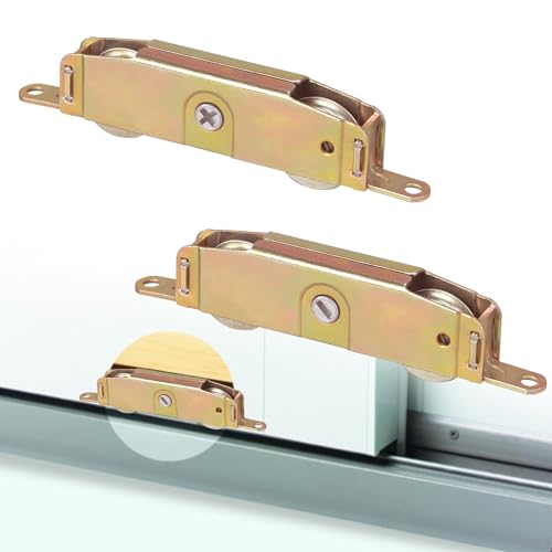 2 Pack Sliding Patio Door Tandem Roller Assembly Fits for Truth P/N #31761A & #30410 Milgard Marvin Jeld-Wen 5-3/4 Screw Hole Centers 1-1/4 Steel Ball Bearing Side Adjustment