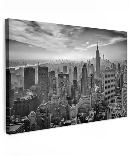 MuchoWow© Impression sur Toile Decoration Murale Peinture 120x80 cm Tableaux Art Décoratif Muraux Décoration Chambre Architecture - Noir et blanc - Ville -...