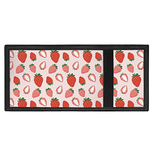 Coldinair Strawberry Print Wallet for Women Girls Teens RFID Trifold Canvas Wallets for Outdoor School Travel4