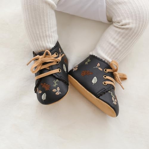 Baby Boys Girls High Top Ankle Shoes, Newborn Embroidery Pu Leather First Walkers Shoes4