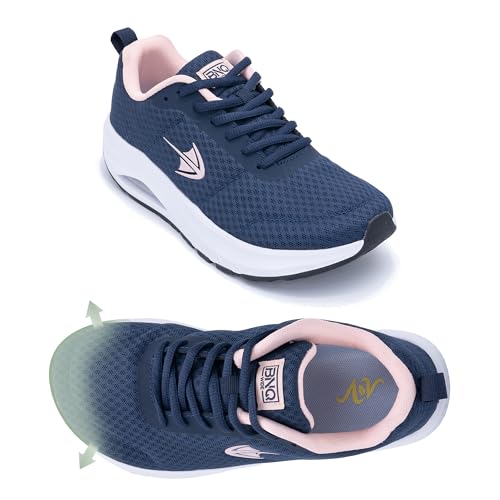 Image of Womens Wide Toe Box Walking Shoes with Arch Support Tennis Orthotic Sneakers Wide Width Shoes for Plantar Fasciitis Pain Relief BluePink US 7.5