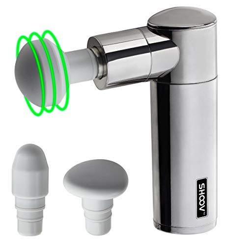 shoov Compact Mini Percussion Massage Gun Deep Tissue Massager Pain Relief Sore Muscle Stiffness Neck Arms Legs Back Powerful Brushless Motor High-Intensity 3 Massage Heads All Metal Durable Bolt