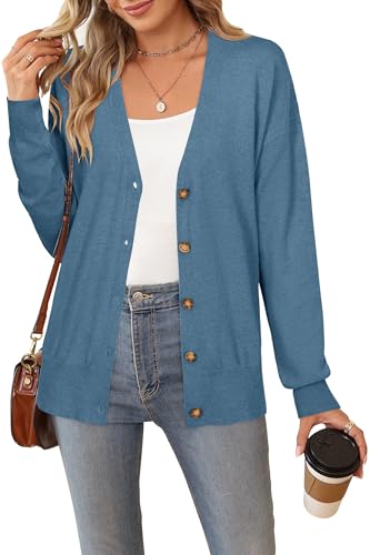 Image of Arach&Cloz Women's Wool Blend Oversized Lightweight Spring Business Casual Cardigan Sweaters