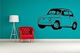 Adesivo Murale con la 500 fiat Wall sticker. Adesivo4You (Medium 50x50 cm., Nero)