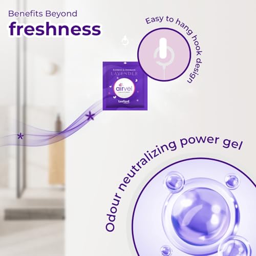 Image of Airvel Lavender Freshener Pouch 6Pcs (10g Each) | Safe, Non-Toxic Air Freshener | Long-Lasting Bathroom Freshener for Toilet | Odour Remover | Air Freshener for Toilet | Up to 30 Days